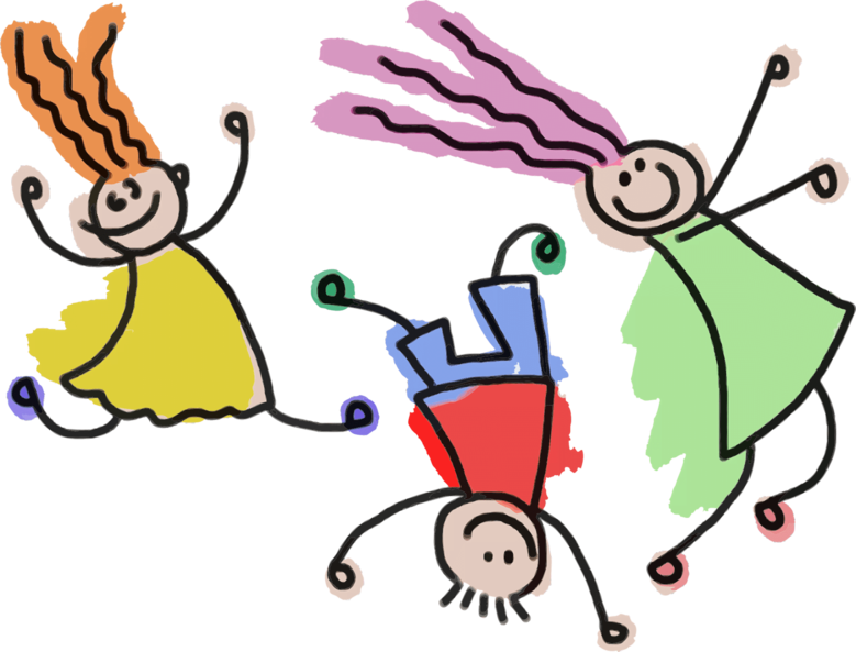 fröhliche Kinder als Stricknmännchen