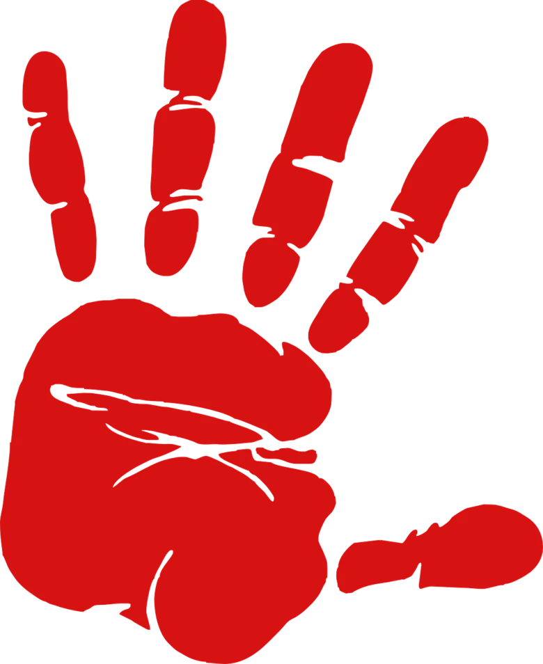 Abdruck einer roten Hand