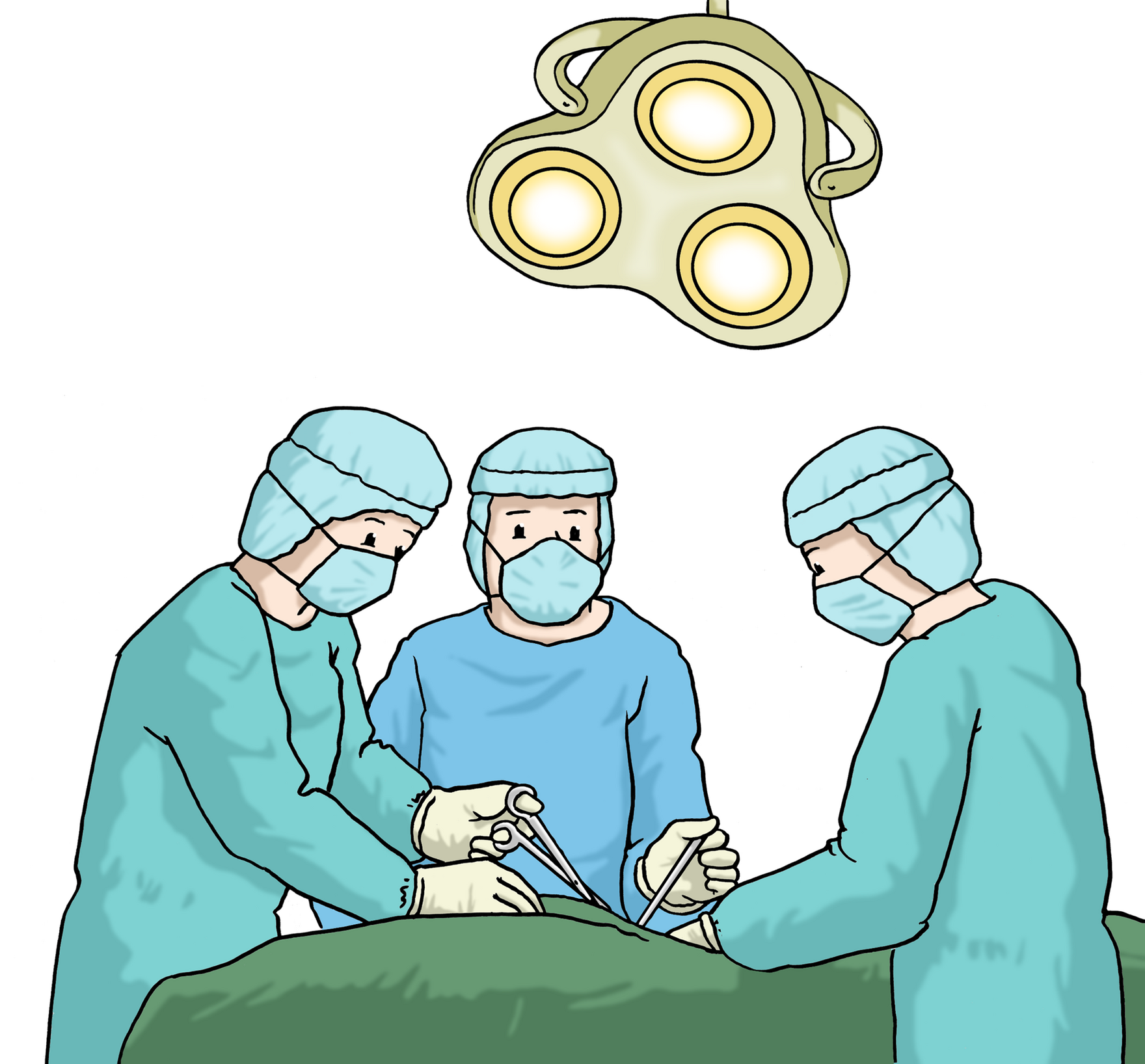 Grafik: 3 Ärzte stehen im Operationssaal