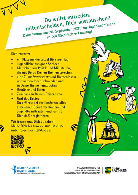 Das Foto zeigt den Anmeldeflyer zur Jugendkonferenz 2025.