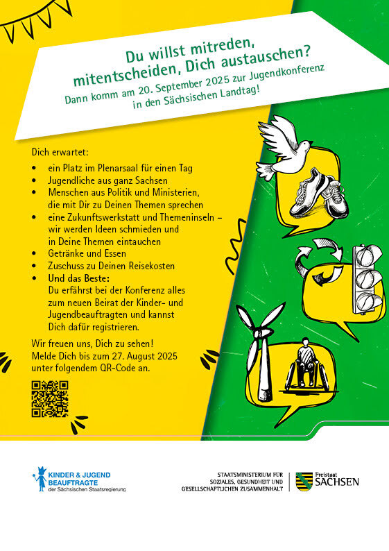 Das Foto zeigt den Anmeldeflyer zur Jugendkonferenz 2025.
