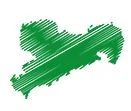 Grüne Umrisskarte von Sachsen.