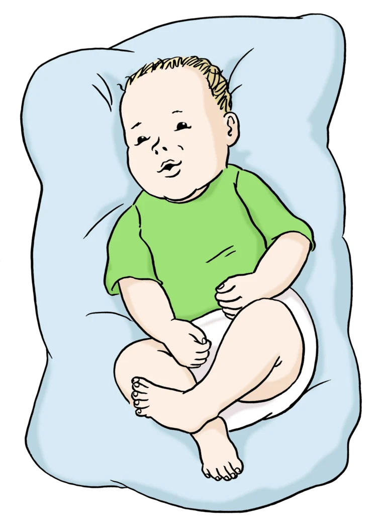 Grafik: Baby liegt auf einem Kissen