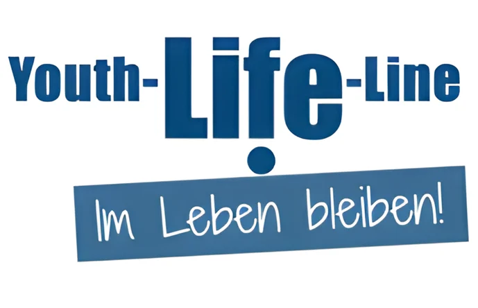 Logo von youth-life-line, darunter steht »im Leben bleiben!«
