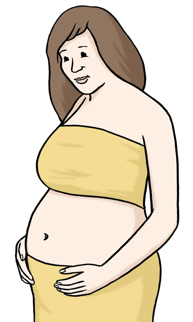 Grafik: Darstellung einer schwangeren Frau, die ihren Bauch hält