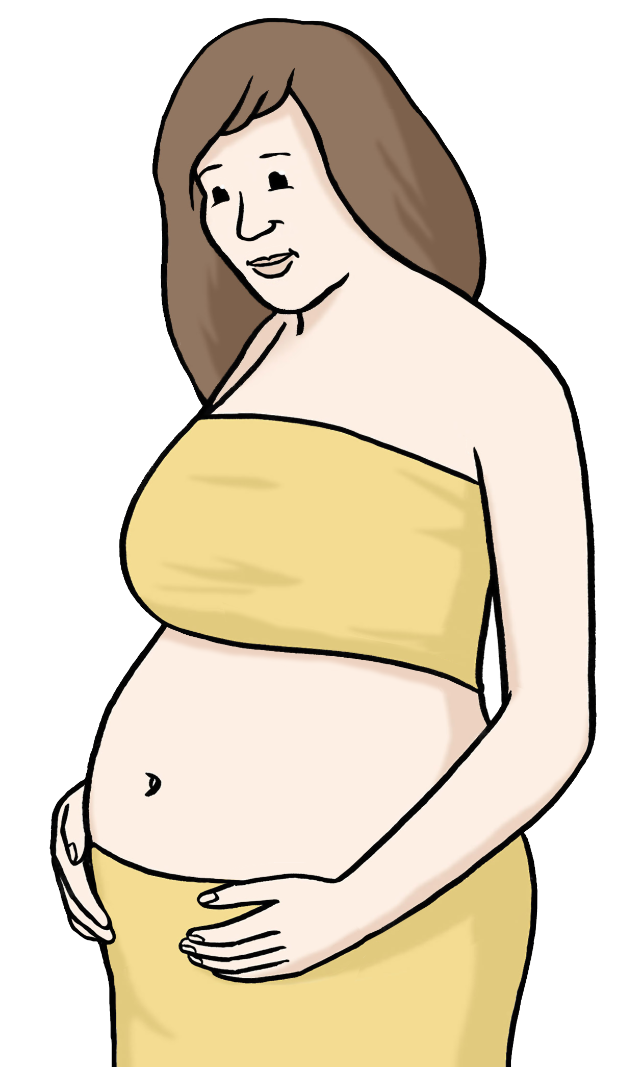 Grafik: Darstellung einer schwangeren Frau, die ihren Bauch hält