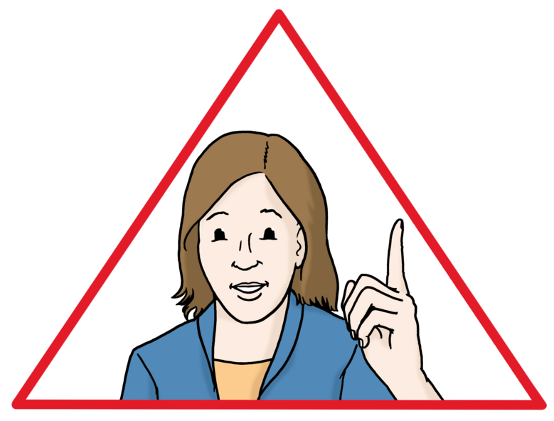 gezeichnete Frau hebt warnend den Finger