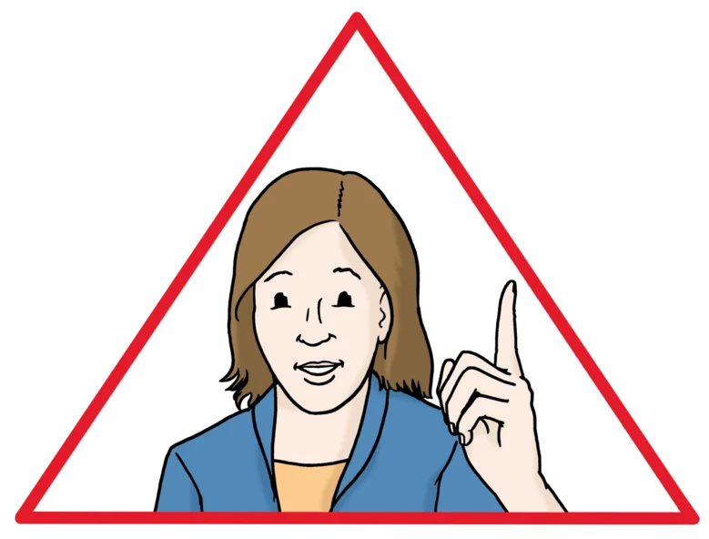 gezeichnete Frau hebt warnend den Finger