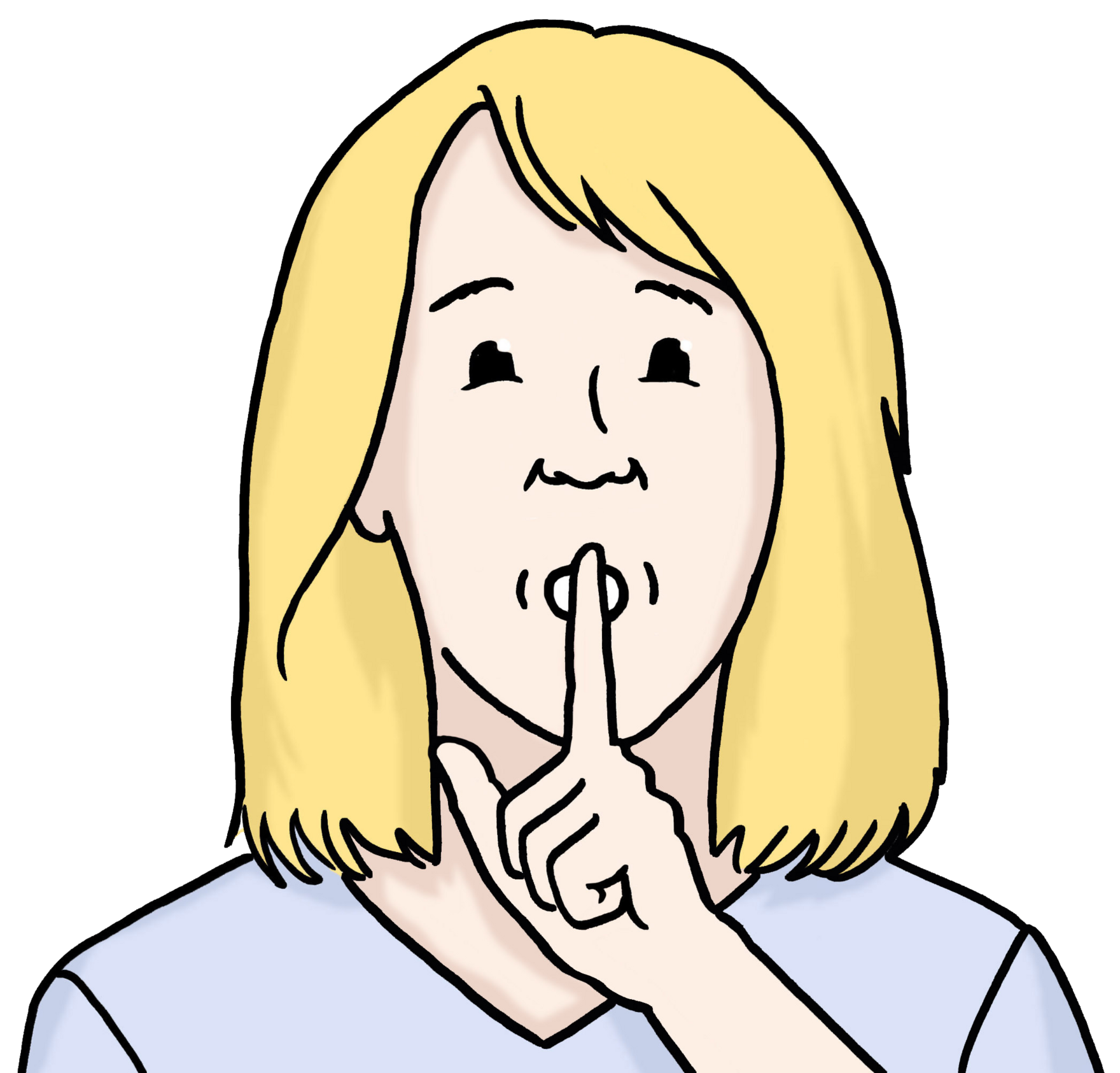 Grafik: Blonde Frau hält sich Zeigefinger vor die Lippen