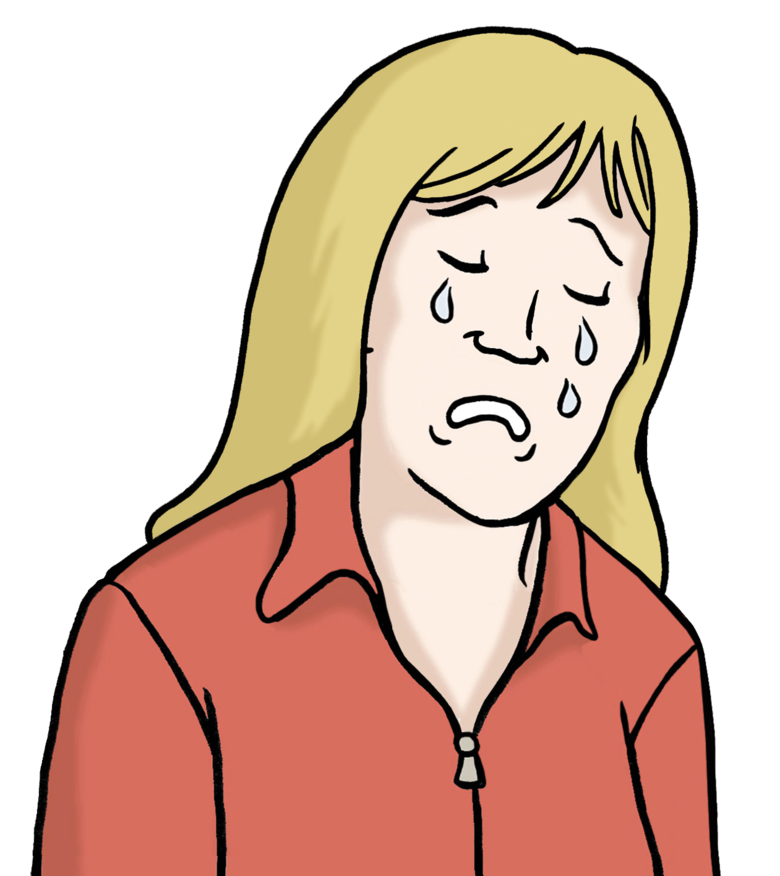 Grafik: Abbildung einer traurigen Frau. Sie weint.