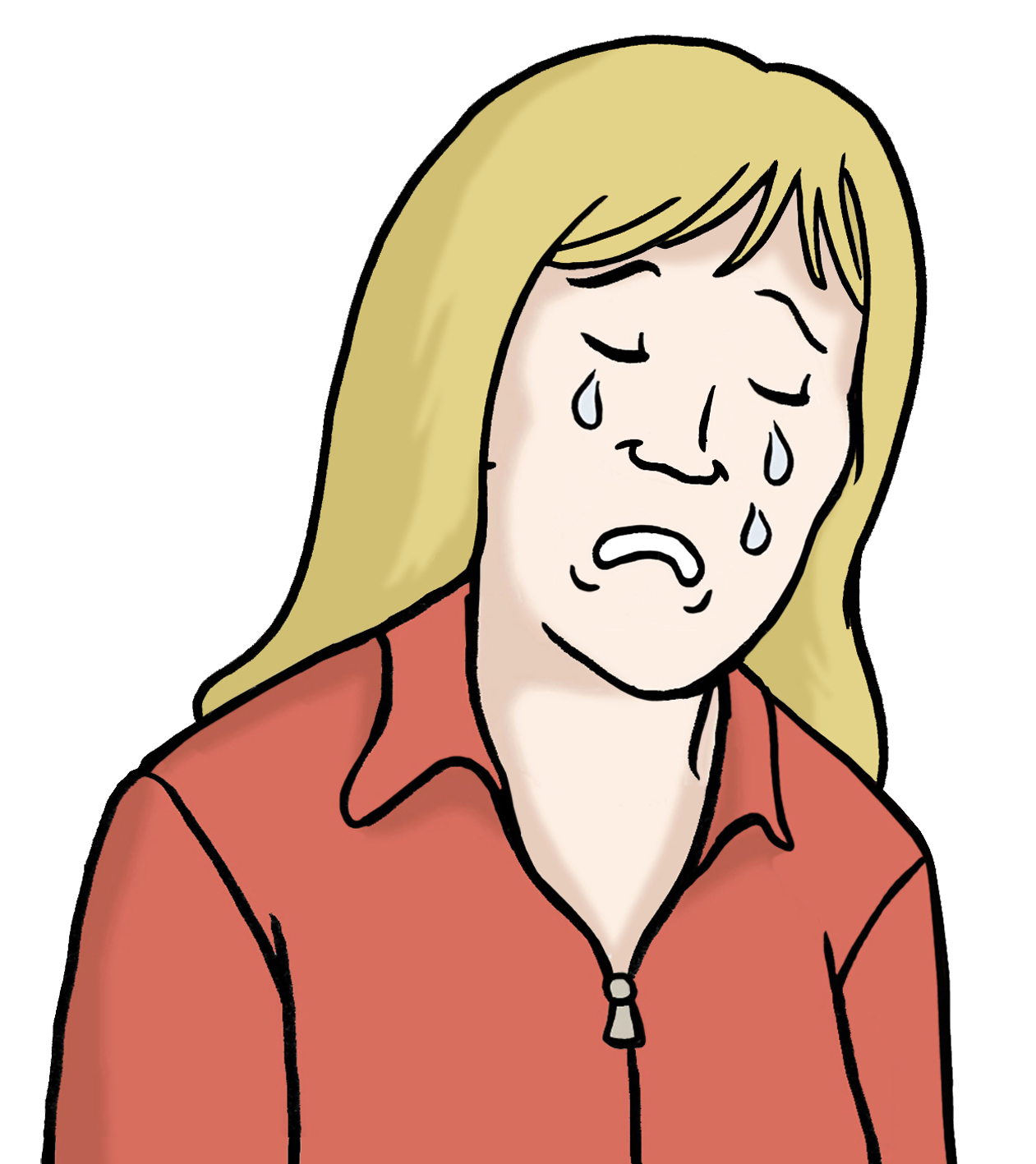 Grafik: Abbildung einer traurigen Frau. Sie weint.